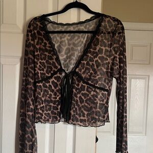 Leopard Print Sheer Top